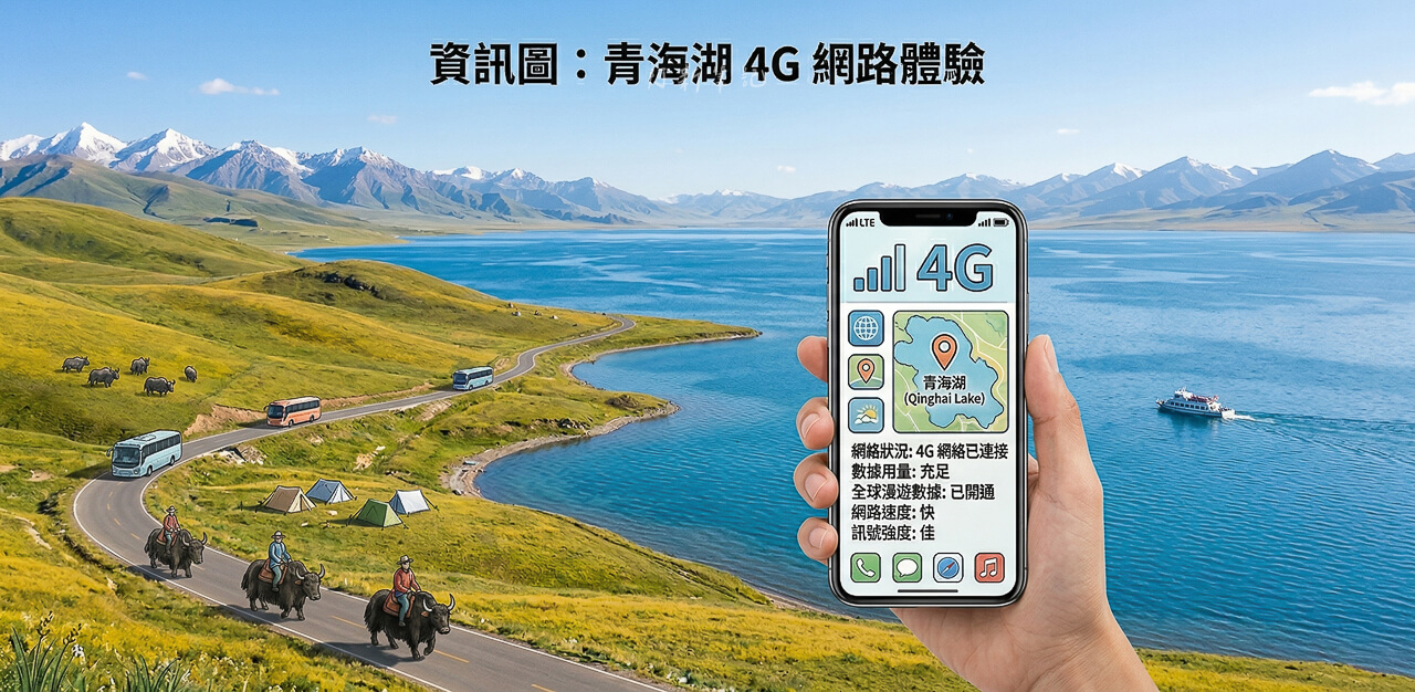 青海旅遊使用中國 eSIM 實測，沿青海湖公路仍有 4G 訊號