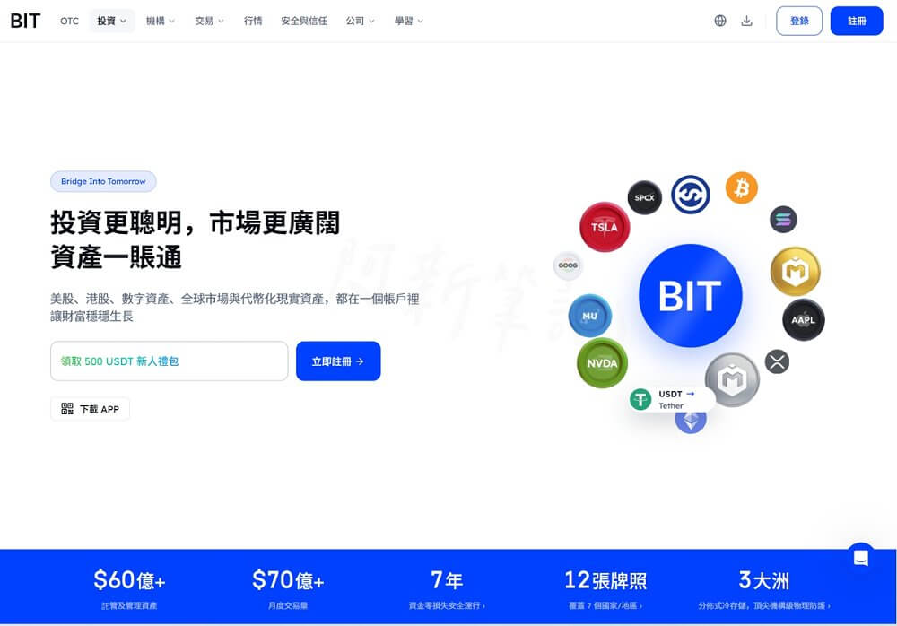 BIT證券,BIT美股,USDT買美股,Matrixport,BIT邀請碼 BIT證券 官網首頁 美股港股與加密貨幣一個帳戶 領取 500 USDT 新人禮包