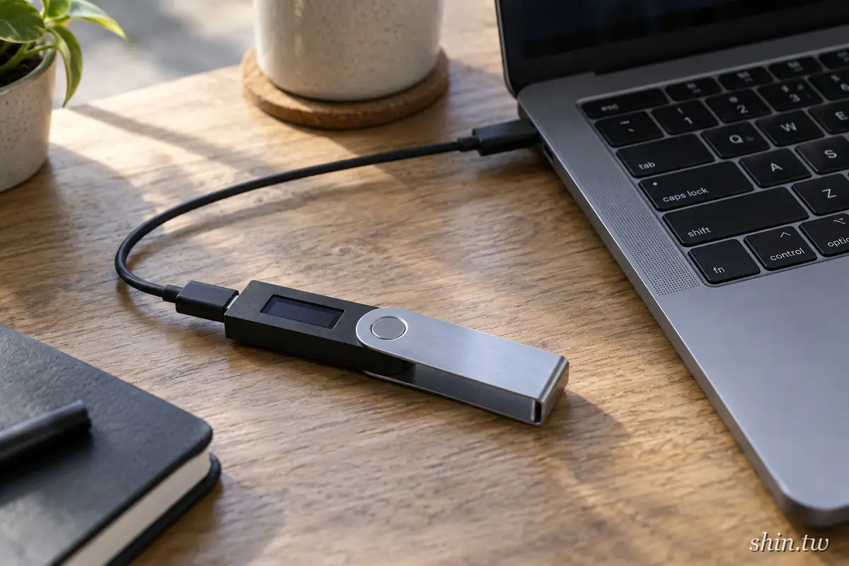 Ledger Nano S Plus 插 USB-C 線連接筆電