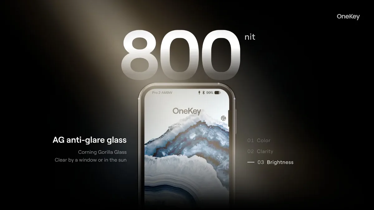 OneKey Pro 2 AMOLED 螢幕 800 nits 抗反光玻璃